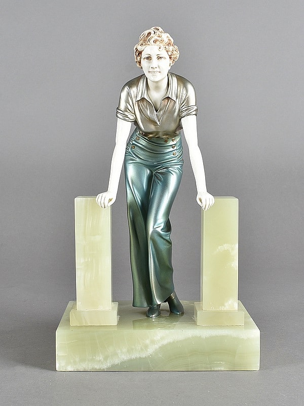 ☑️ preiss art deco bronze ivory figurine 