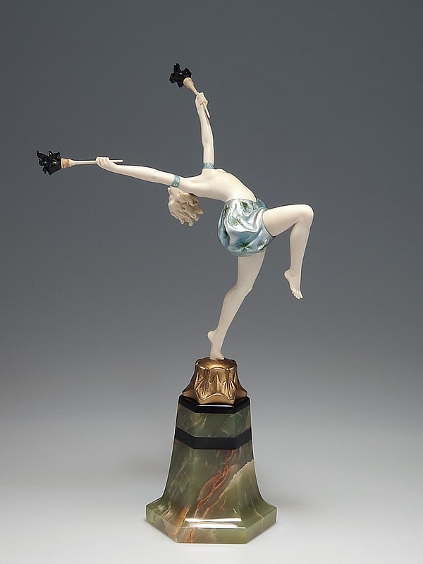 ☑️ f preiss bronze and ivory statue
