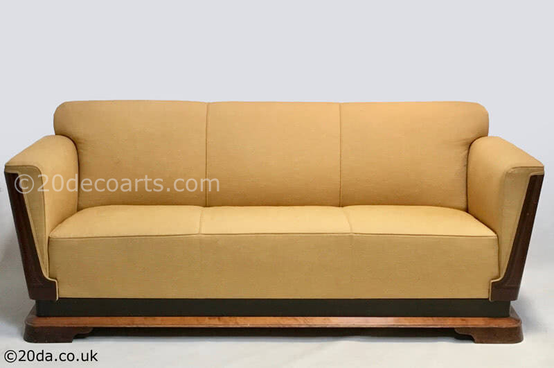 French Art Deco Sofa Wrap around wooden sides circa 1930s | 20th Century  Decorative Arts
