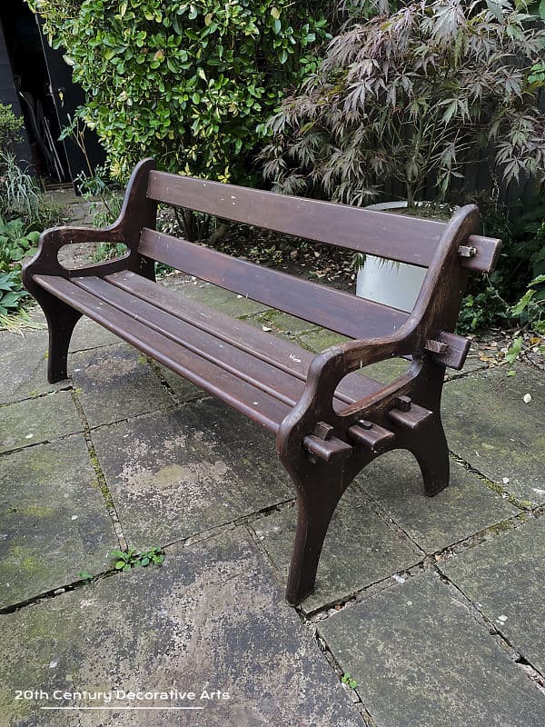    Wonderful rare mid century modern design outdoor / garden furniture set comprising of a pair of benches and a table manufactured by R V Branson, Devizes c1970 