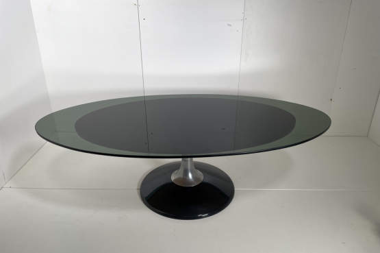 ☑️ dSpace Age Chromcraft ‘Marquise’ Oval Tulip Coffee Table c1970’s