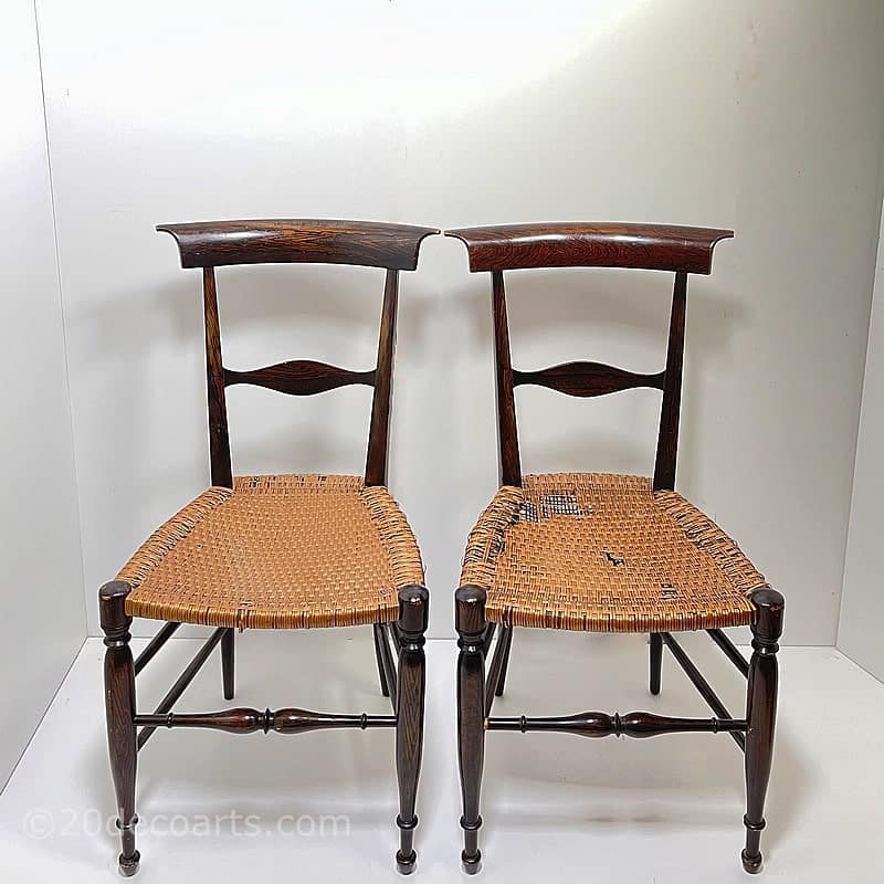  Campanino Chiavari Chairs c1860’s - an early pair of chairs, probably made from Beech painted with an original scumbled finish   