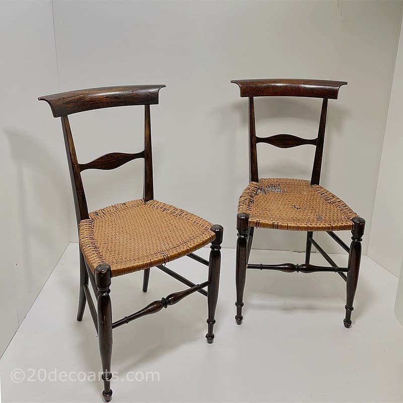 Campanino Chiavari Chairs c1860’s - an early pair of chairs, probably made from Beech painted with an original scumbled finish   