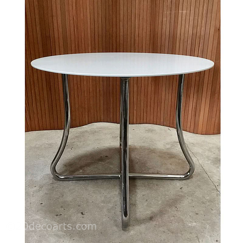  20th Century Decorative Arts |Marco Zanuso for Zanotta Stainless steel and plate glass circular Marcuso dining table. Designed c1970