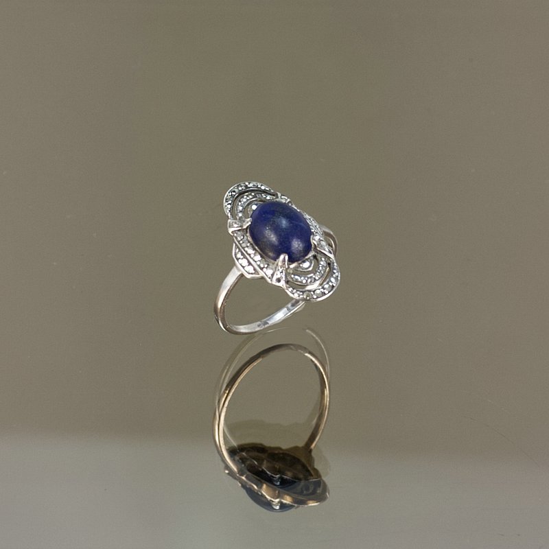  An Art Deco silver, lapis lazuli and marcasite ring, Germany circa 1925.  