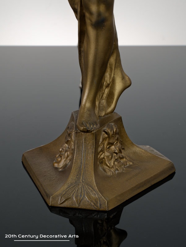   Karl Perl - An Art Deco Goldscheider figurine lamp, Vienna Austria, designed circa 1923. This uncommon figurine is inspired by the character of Prince Sou-Chong from the operetta 