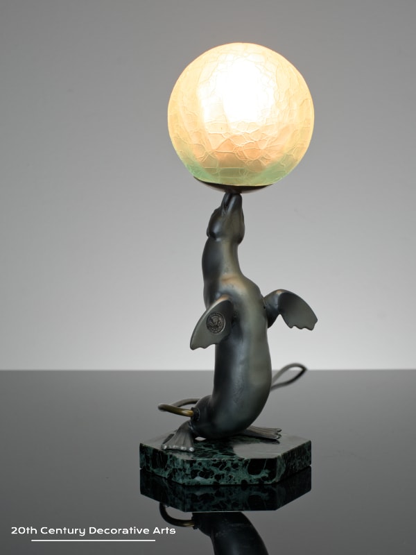 carvin  art deco sea lion lamp