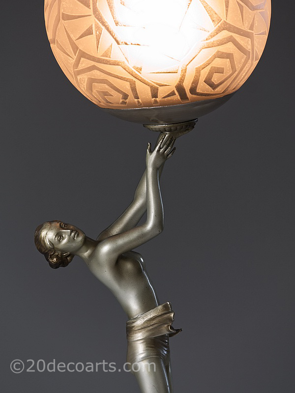 art deco lady lamp  spelter table lamp | 20th Century Decorative Arts