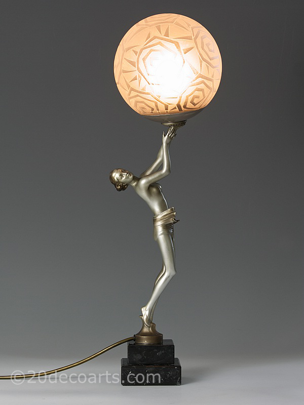  art deco lady lamp  spelter table lamp | 20th Century Decorative Arts