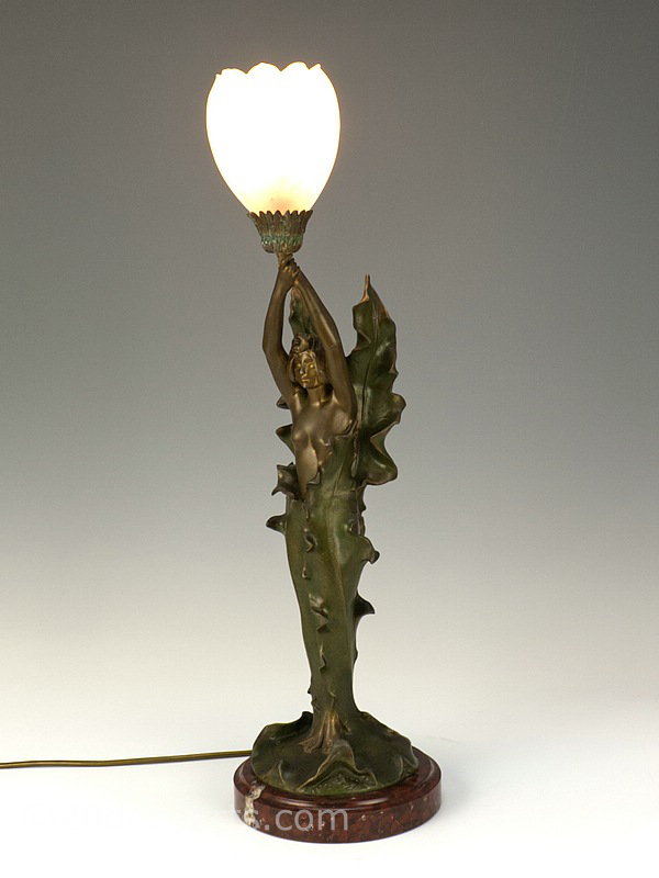 Art Nouveau Spelter sculpture Lamp - Julian Caussé 1900