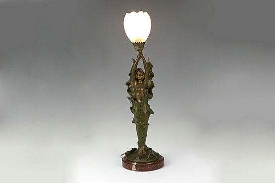☑️ julian causse art nouveau sculpture lamp 