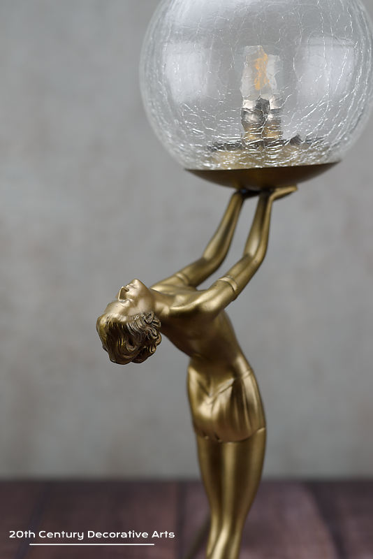 art deco figure lamp authentic spelter table lamp | 20th Century Decorative Arts