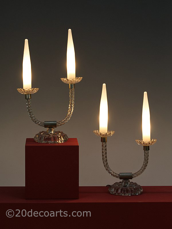  20th Century Decorative Arts |Val Saint Lambert Hollywood Regency Table Lamps