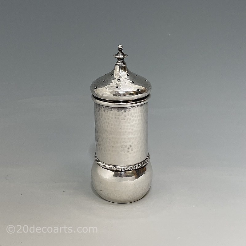 A. E. Jones (attributed) Sugar Sifter in the Arts & Crafts style c1910 - Silver plated on copper 