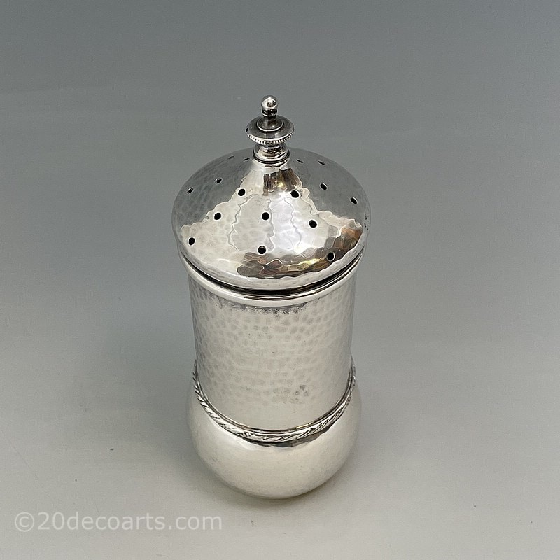 A. E. Jones (attributed) Sugar Sifter in the Arts & Crafts style c1910 - Silver plated on copper