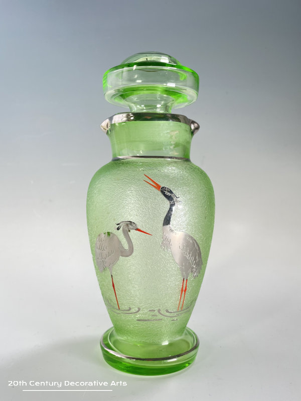    An Art Deco Czechoslovakian Uranium Glass Liqueur set c1930’s     