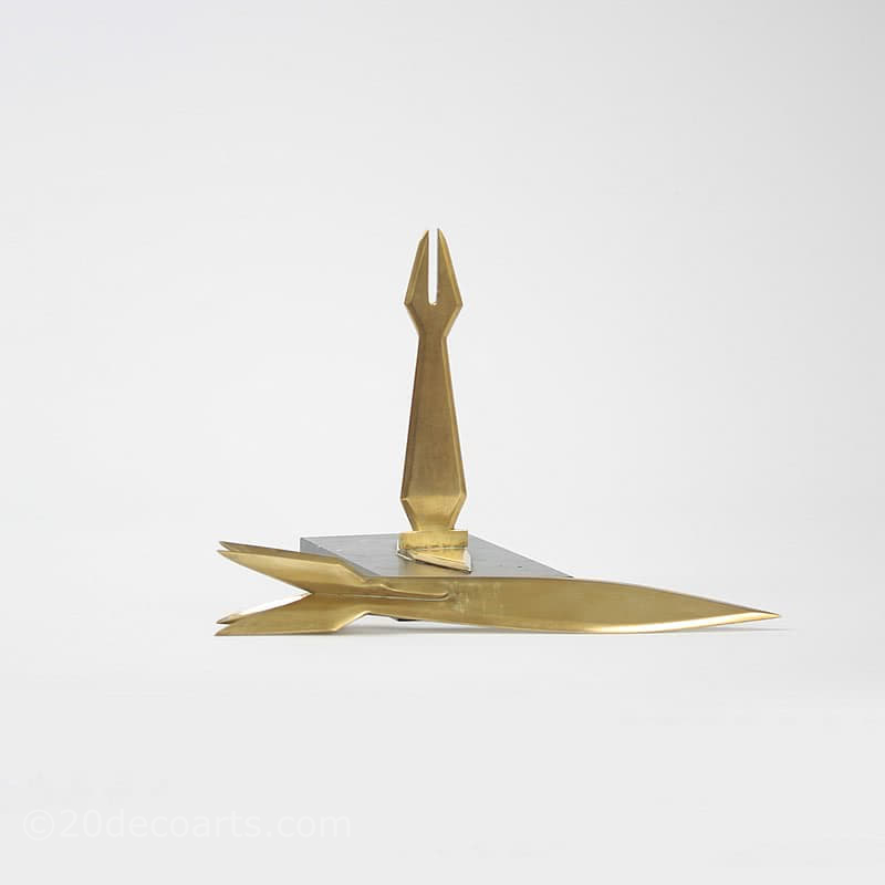  20th Century Decorative Arts |An Art Deco Rocket  Rocket  brass desk ornament, France circa 1930 - 1950