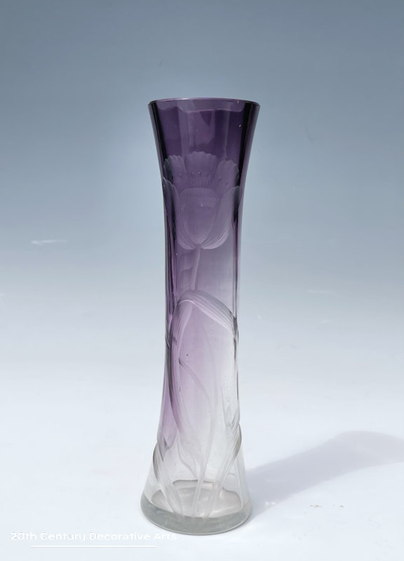    Nouveau Moser Karlsbad Intaglio Cut Amethyst Vase c1900   