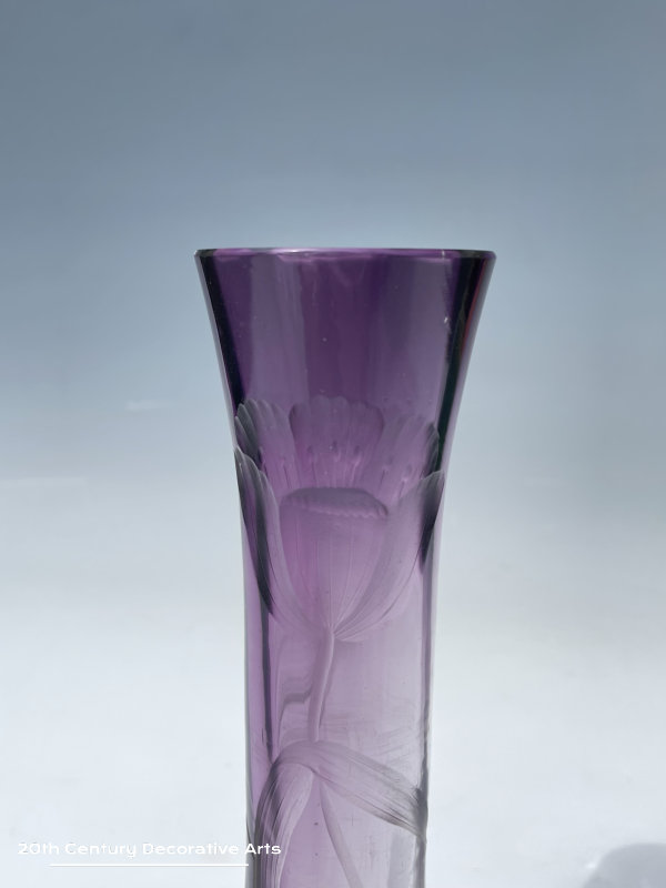  Nouveau Moser Karlsbad Intaglio Cut Amethyst Vase c1900  