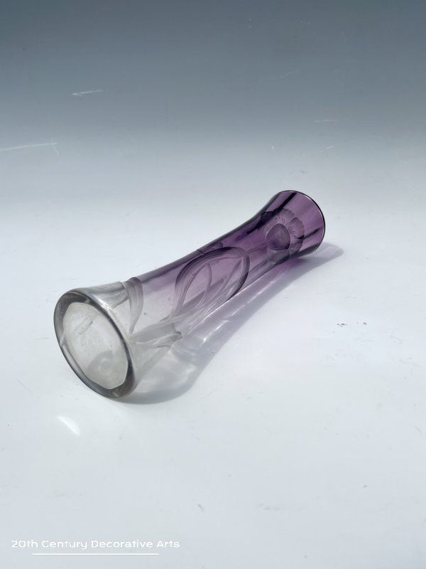    Nouveau Moser Karlsbad Intaglio Cut Amethyst Vase c1900    