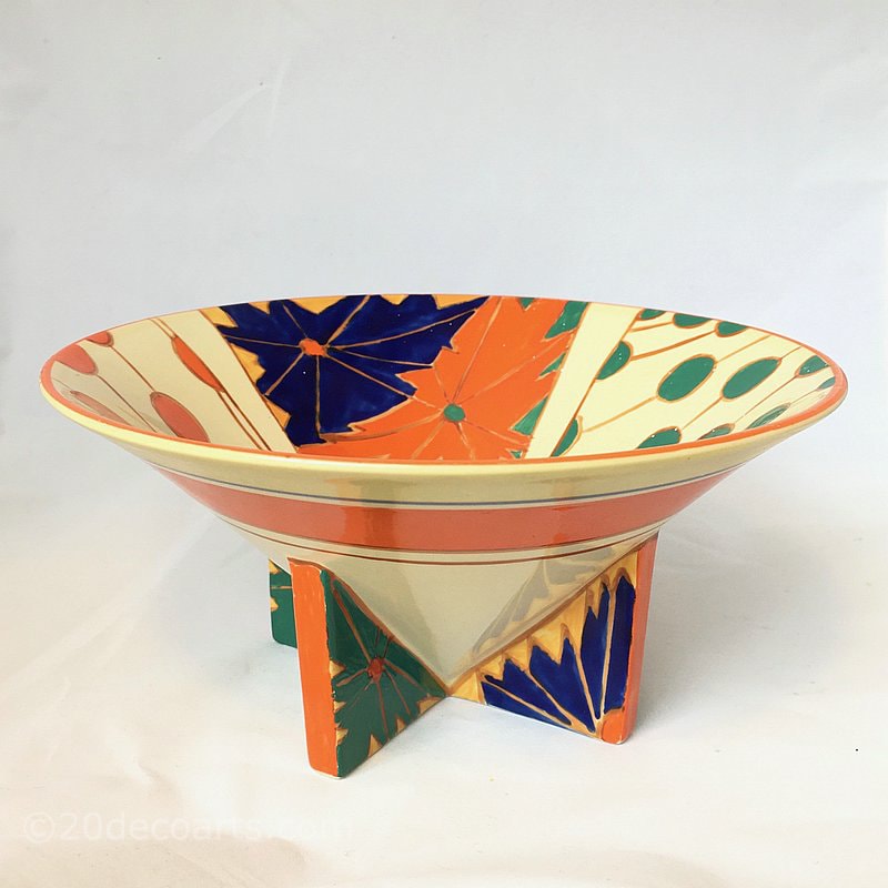Clarice Cliff Design Conical Bowl in the Umbrellas and Rain pattern, made in a limited edition by Midwinter c 1985 