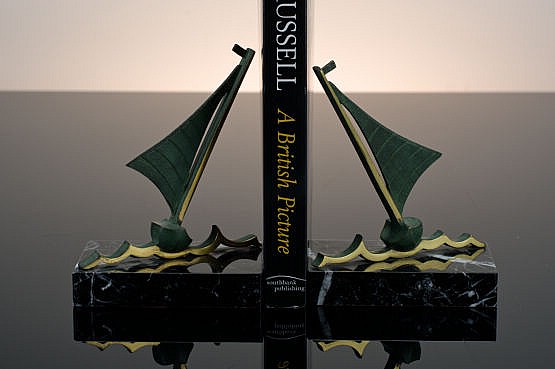 ☑️ art deco bronze yacht sailing boat bookends