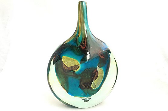 ☑️ A Maltese glass Tiger pattern cut ice Lollipop vase, by Mdina
              c1970s