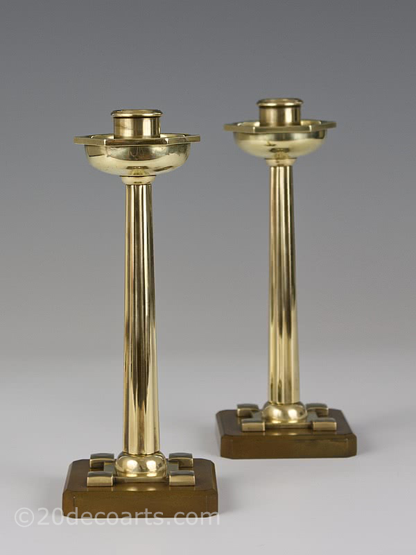 jugendstil brass and bakelite candlesticks germany 1910