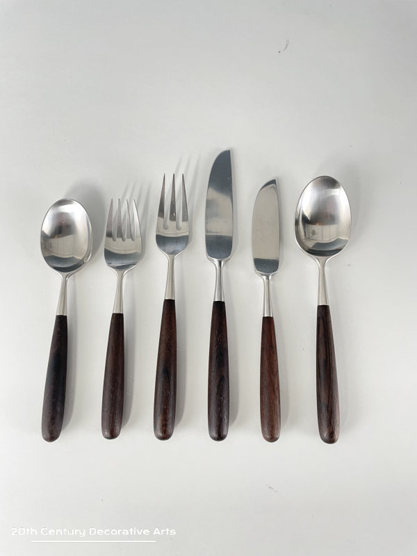     Don Wallance (American, 1909-1990) for H.E. Lauffer, Norway, A 48 Piece “Palisander” Canteen of Cutlery c1969    