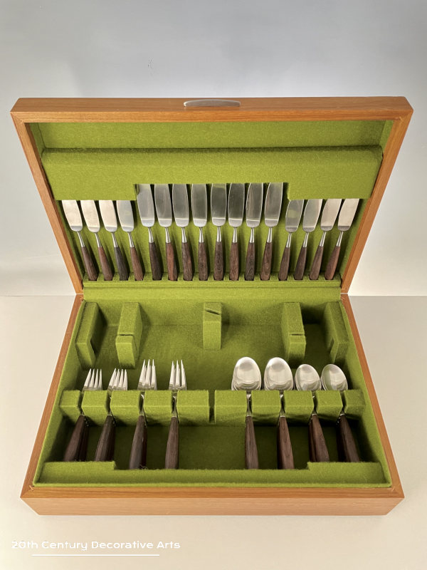     Don Wallance (American, 1909-1990) for H.E. Lauffer, Norway, A 48 Piece “Palisander” Canteen of Cutlery c1969    