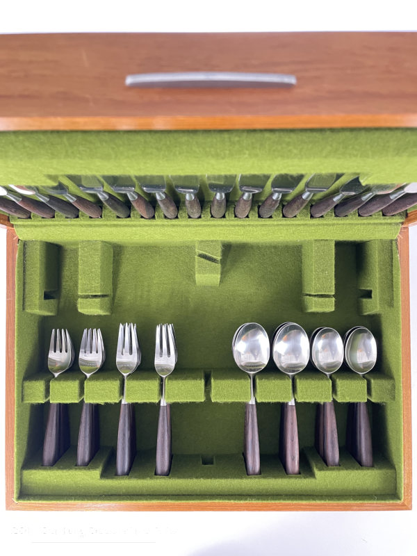    Don Wallance (American, 1909-1990) for H.E. Lauffer, Norway, A 48 Piece “Palisander” Canteen of Cutlery c1969    