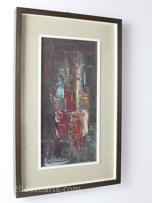  20th Century Decorative Arts |An abstract oil painting, Italy c1960. signed Mugniani, in it's original frame.