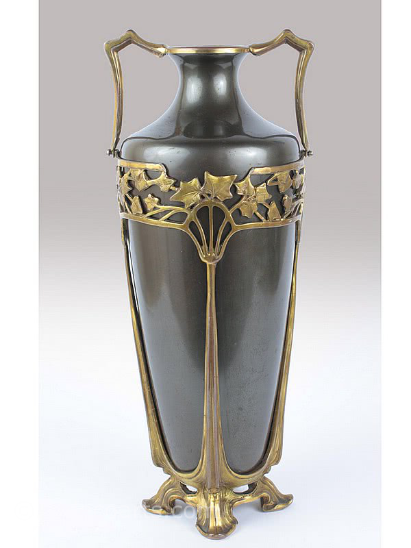  20th Century Decorative Arts |An Art Nouveau patinated bronze vase in a gilt-metal mount vase, circa 1900