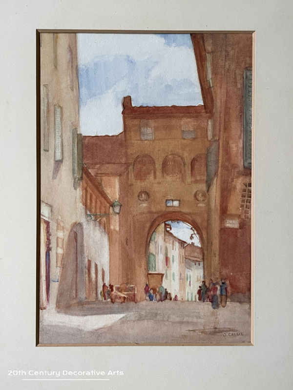     
  Olive Muriel Craske watercolour A Gateway in Sienna. c1920’s       
