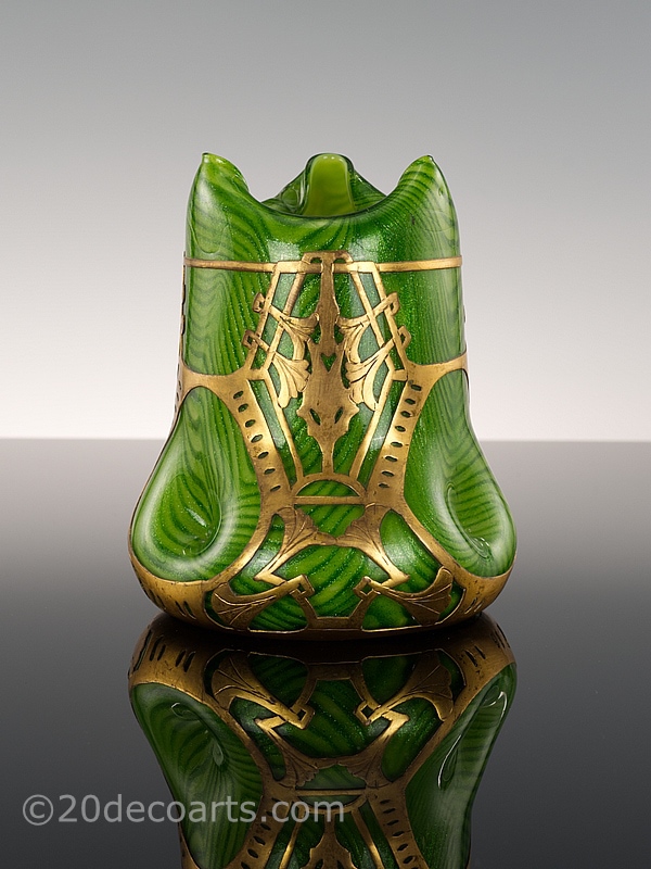  20th Century Decorative Arts |Rindskopf Art Nouveau Glass Vase - Aventurine