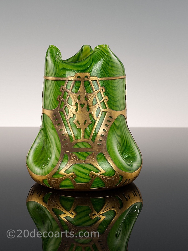  20th Century Decorative Arts |Rindskopf Art Nouveau Glass Vase - Aventurine