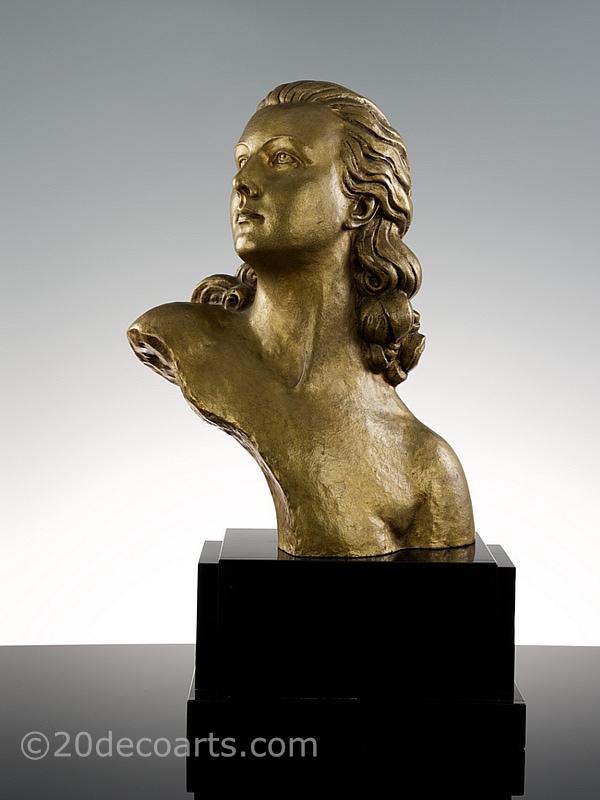 Demétre Chiparus - An Art Deco bronze sculpture bust, France circa 1925, Serenity