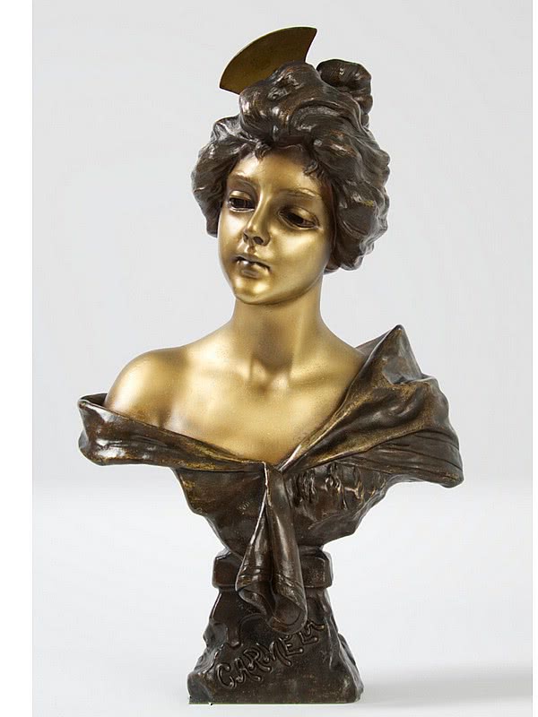  20th Century Decorative Arts |Emmanuel Villanis French Art Nouveau sculpture  bust