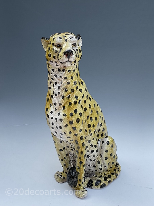  Large Ceramic Cheetah, Made In Italy c1970’s