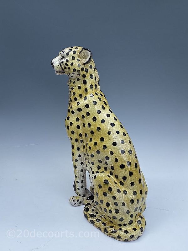  Large Ceramic Cheetah, Made In Italy c1970’s