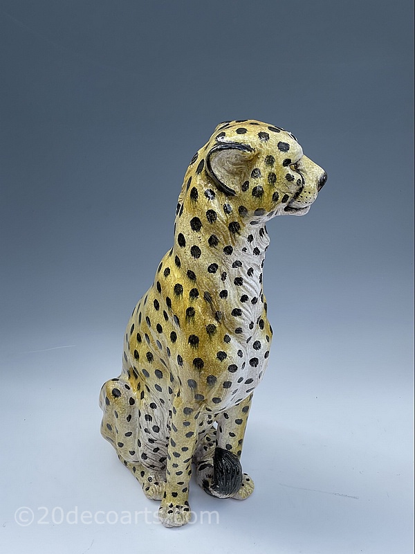 Large Ceramic Cheetah, Made In Italy c1970’s