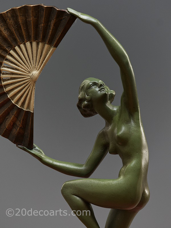 Marcel-Andre Bouraine - Fan Dancer and Art Deco bronze sculpture France
