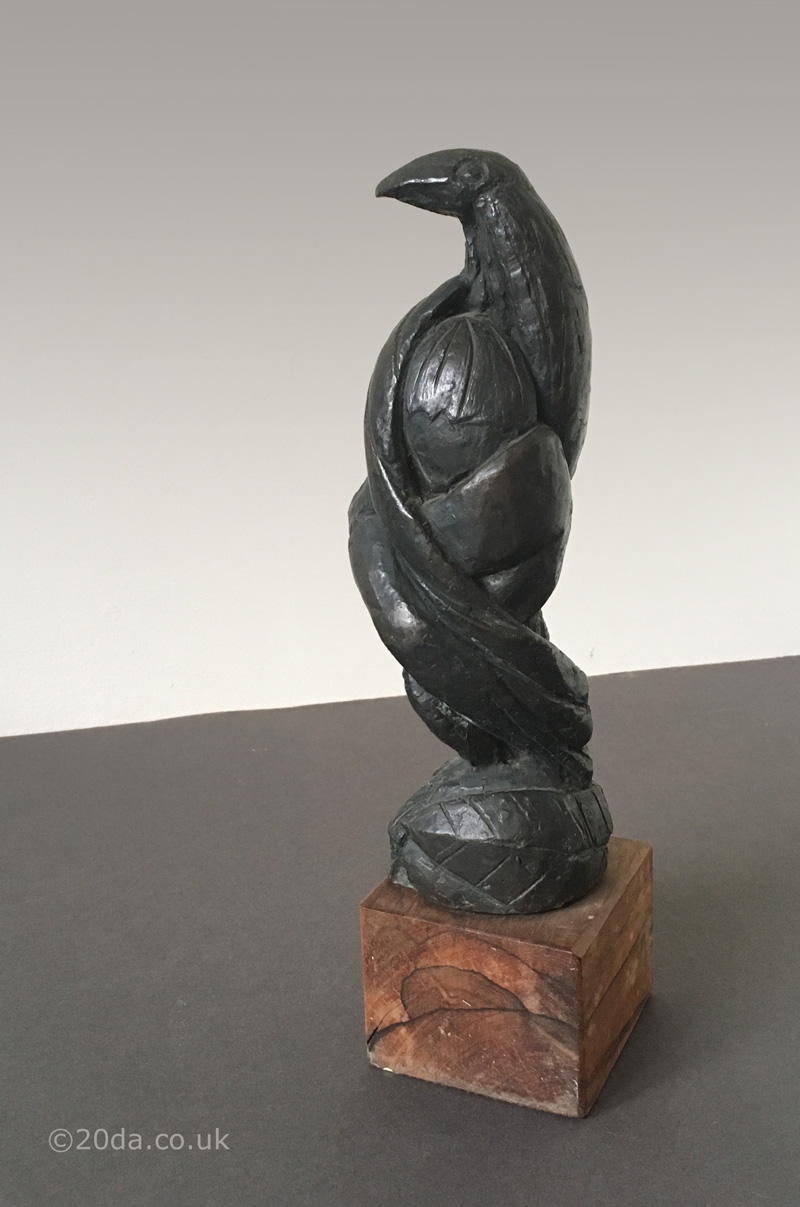 20th Century Decorative Arts |Ted Roocroft (1918 - 1991)  A patinated bronze sculpture of “The Resting Bird” on a wooden base, c1960's
