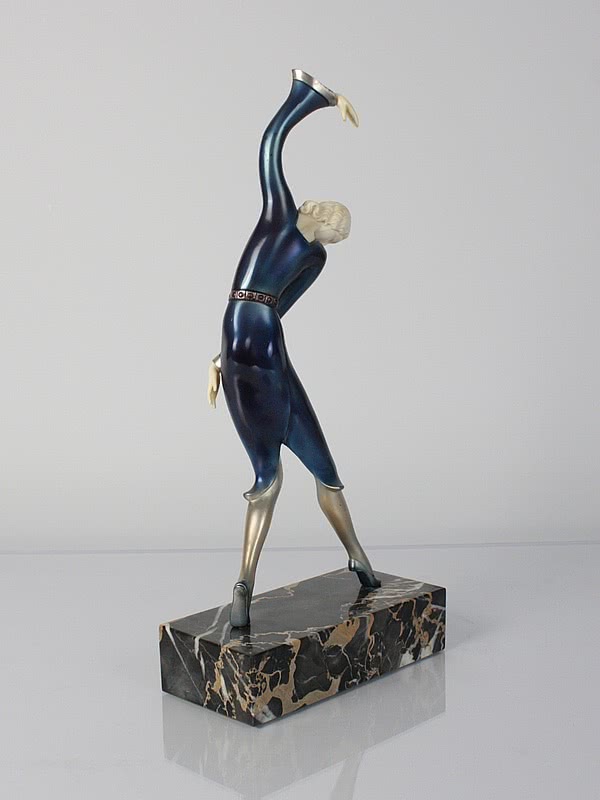 Art Deco figure, pewter (not bronze) and ivory germany 1920s