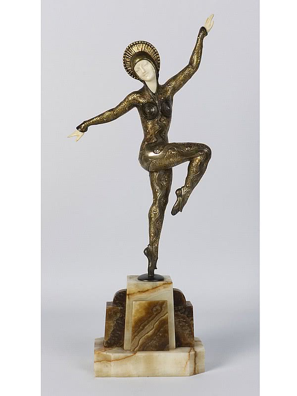  20th Century Decorative Arts | H Molins -  Art deco Bronze and ivory statue, France c1925, Paris