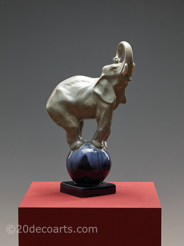  20th Century Decorative Arts |Art Deco Ceramic "Circus Elephant" Figure