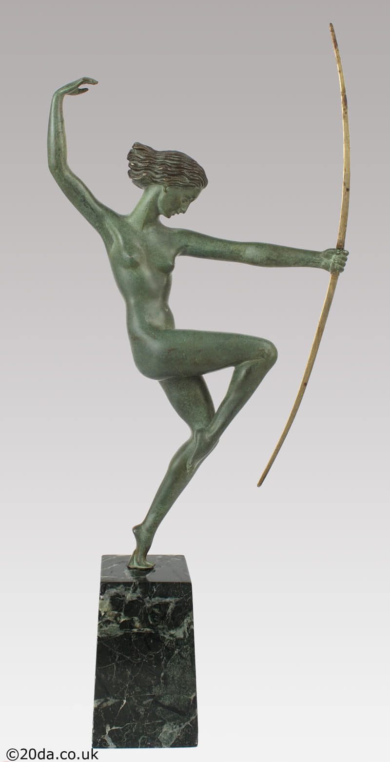  20th Century Decorative Arts |"Diana", an Art Deco French bronze figure by Marcel-Andre Bouraine, circa 1925, edited by Edmund Etling