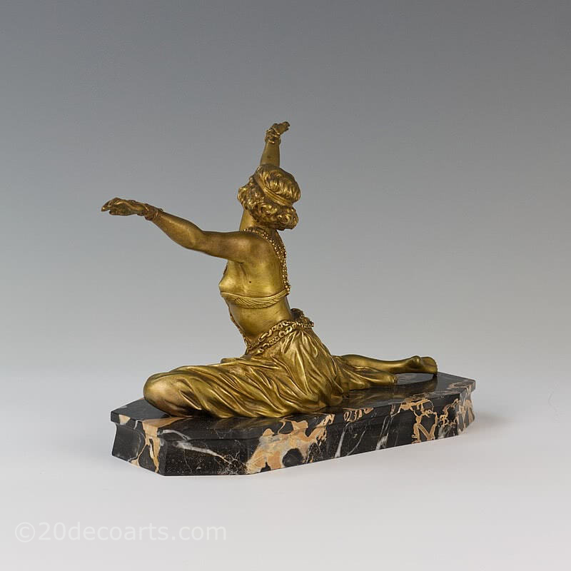 claire colinet theban dancer art deco bronze statue 1925