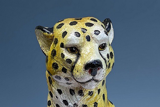 ☑️ large italian cheetah ceramic 1970s