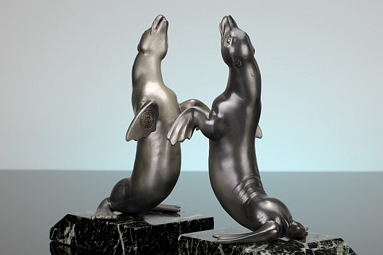 ☑️ art deco bookends sea lion carvin